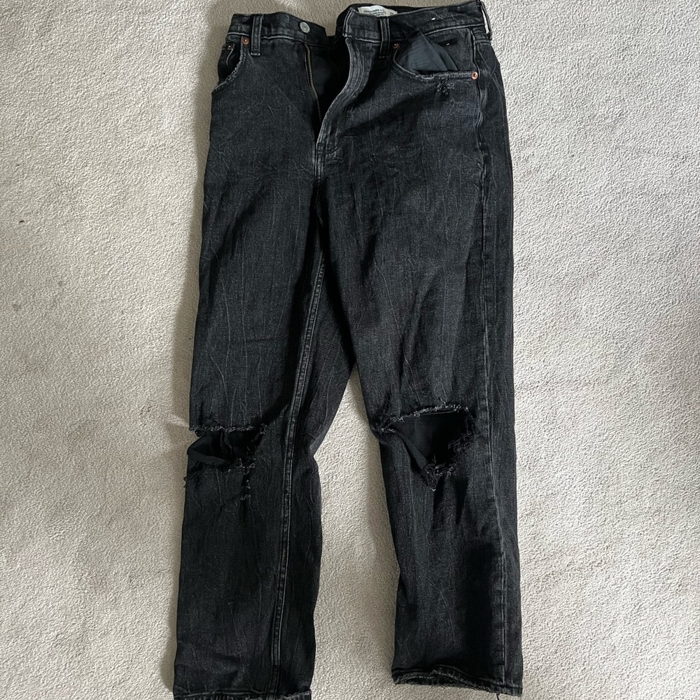 Abercrombie Ankle Straight Ultra High Rise Curve Love Black Jeans *WORN TWICE*